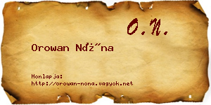 Orowan Nóna névjegykártya